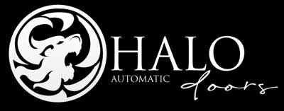 Logotipo de Halo Doors en negativo